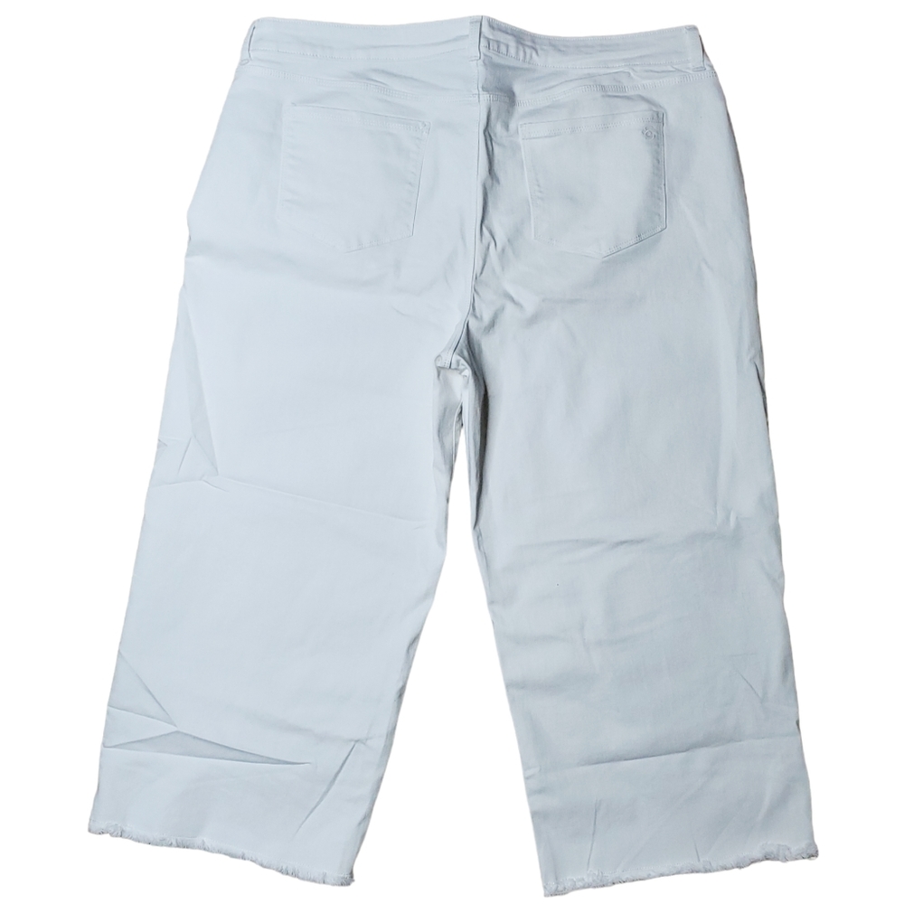 Susan Graver Regualr Stretch Denim Wide-Leg Crop Jeans w/ Fray- White - Picture 3 of 9